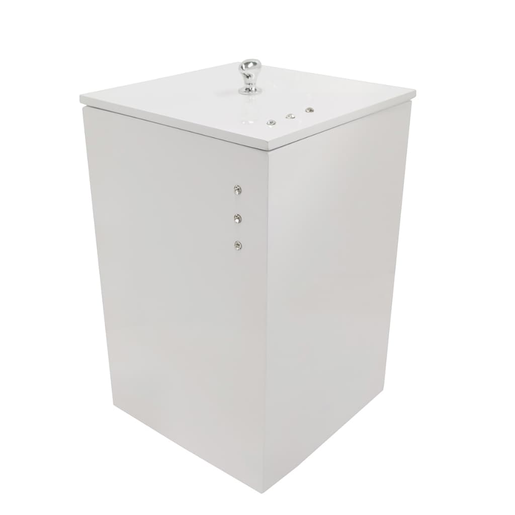 Lixeira para Banheiro Mdf Quadrada C/ Strass 8 Litros Branca