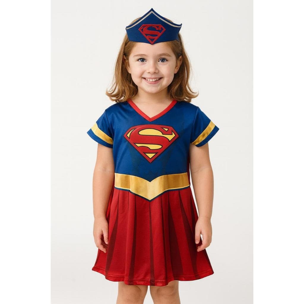 Fantasia Roupa Infantil Super Girl Com Capa
