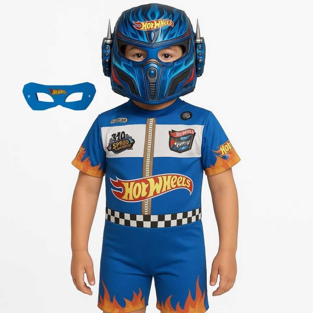 Fantasia Infantil Hotwheels Com Máscara De E.v.a ou Realista