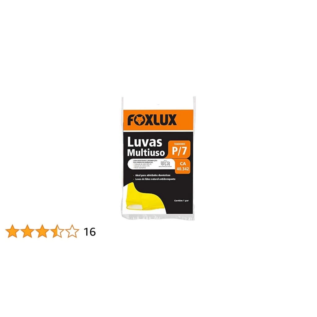 Luva de Látex Antiderrapante Multiuso Foxlux P/7