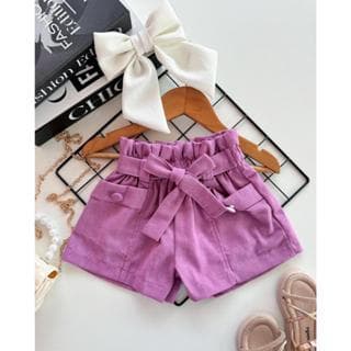 Shorts Infantil Menina Shorts Feminina Shorts de Linho Com Elástico Shorts Menina