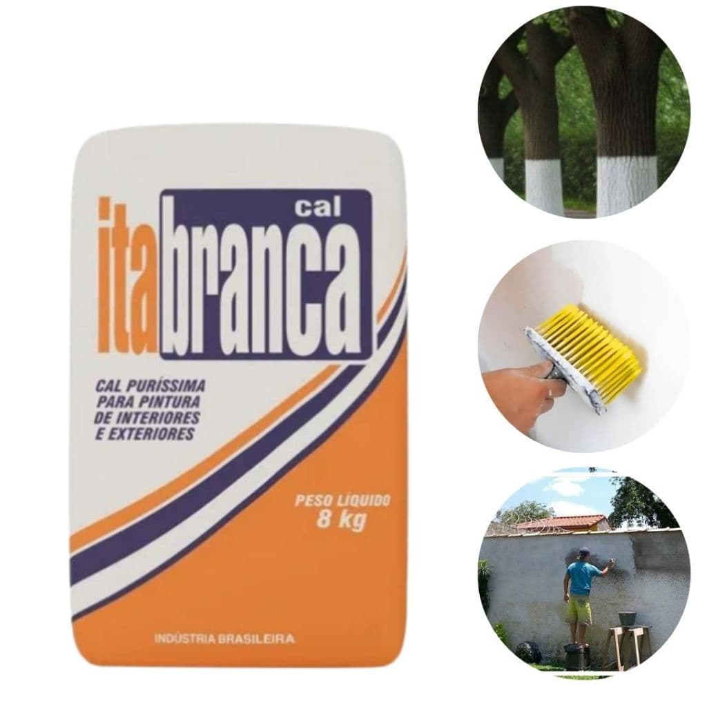 Tinta Cal Pintura Muro e Árvores Branco 8Kg Itabranca