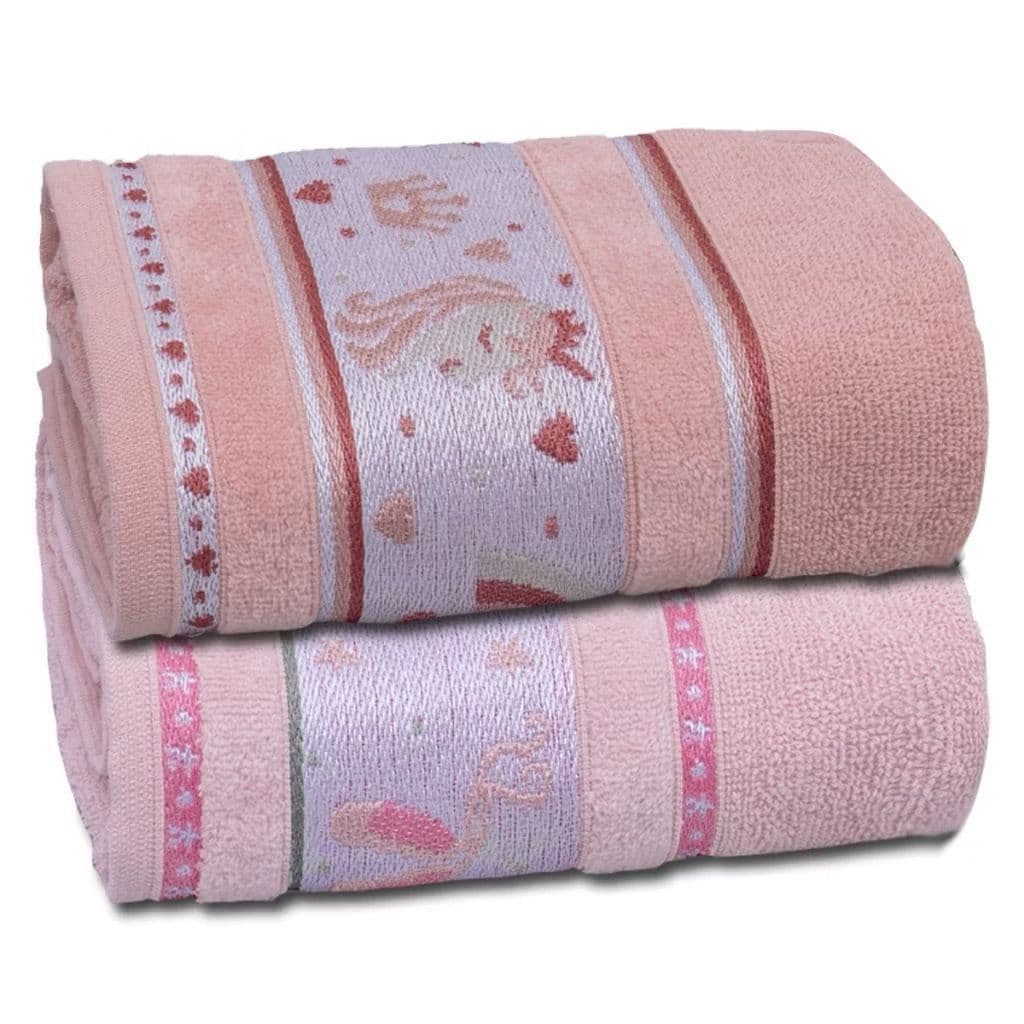 Kit Jogo 2 toalha de banho infantil 100% algodão malha macia  toalha para menino menina