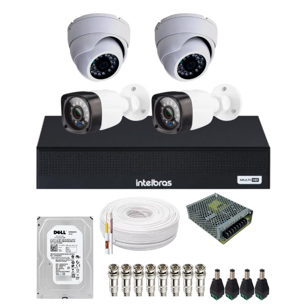 Kit 4 Câmeras Bullet Full HD 1080p 1mp Dvr Intelbras C/Hd
