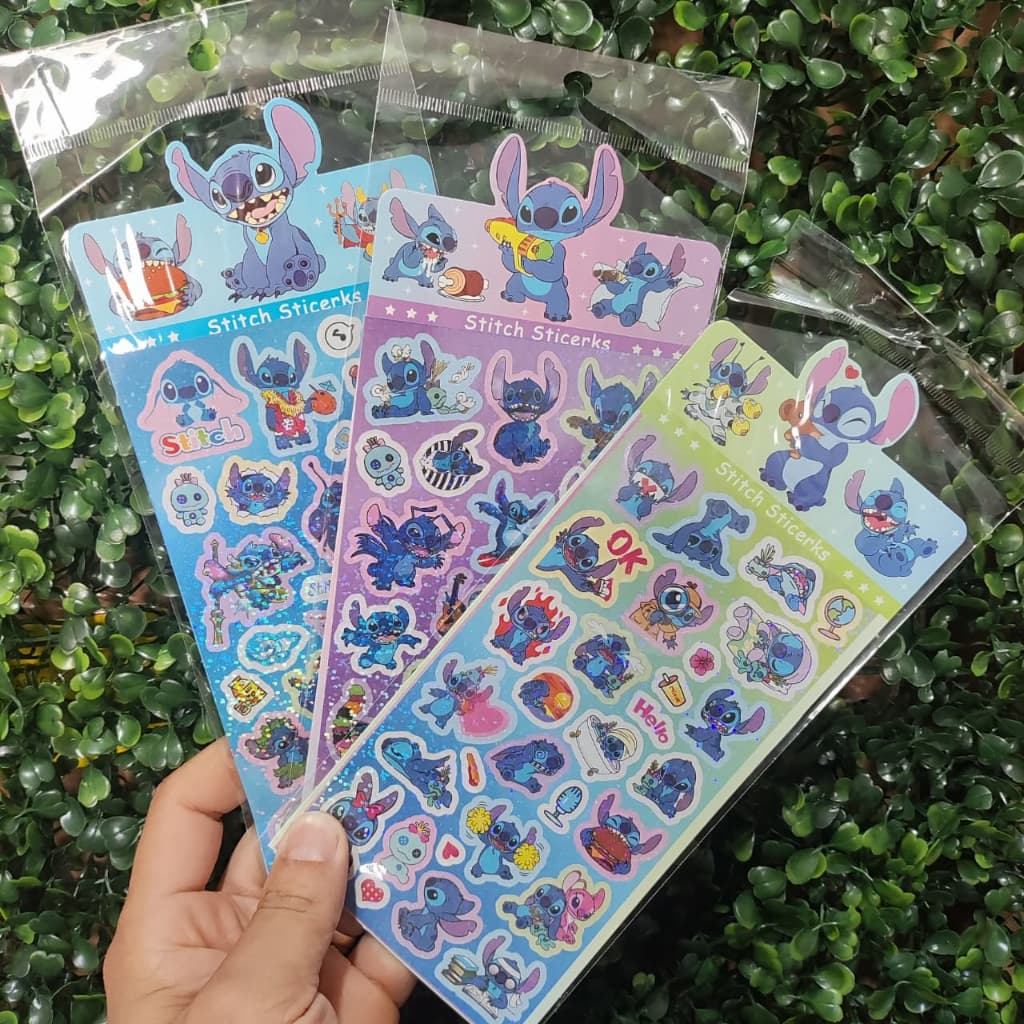 Kit 3/6/10 Cartelas de Adesivos Stitch brilhosos - Coloridos e Divertidos papaleria fofa