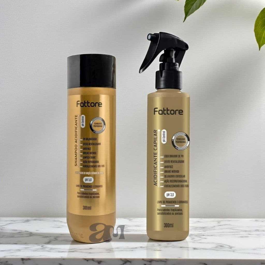 Kit Fattore: Shampoo Acidificante 300ml + Acidificante Capilar 300ml – pH 5,0/3,0–3,5