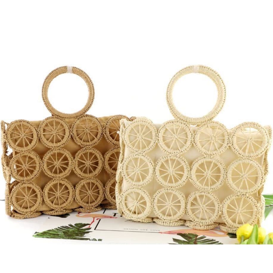 Bolsa Feminina Praia Piscina Vazada  Palha Verão Moderna Sofisticada