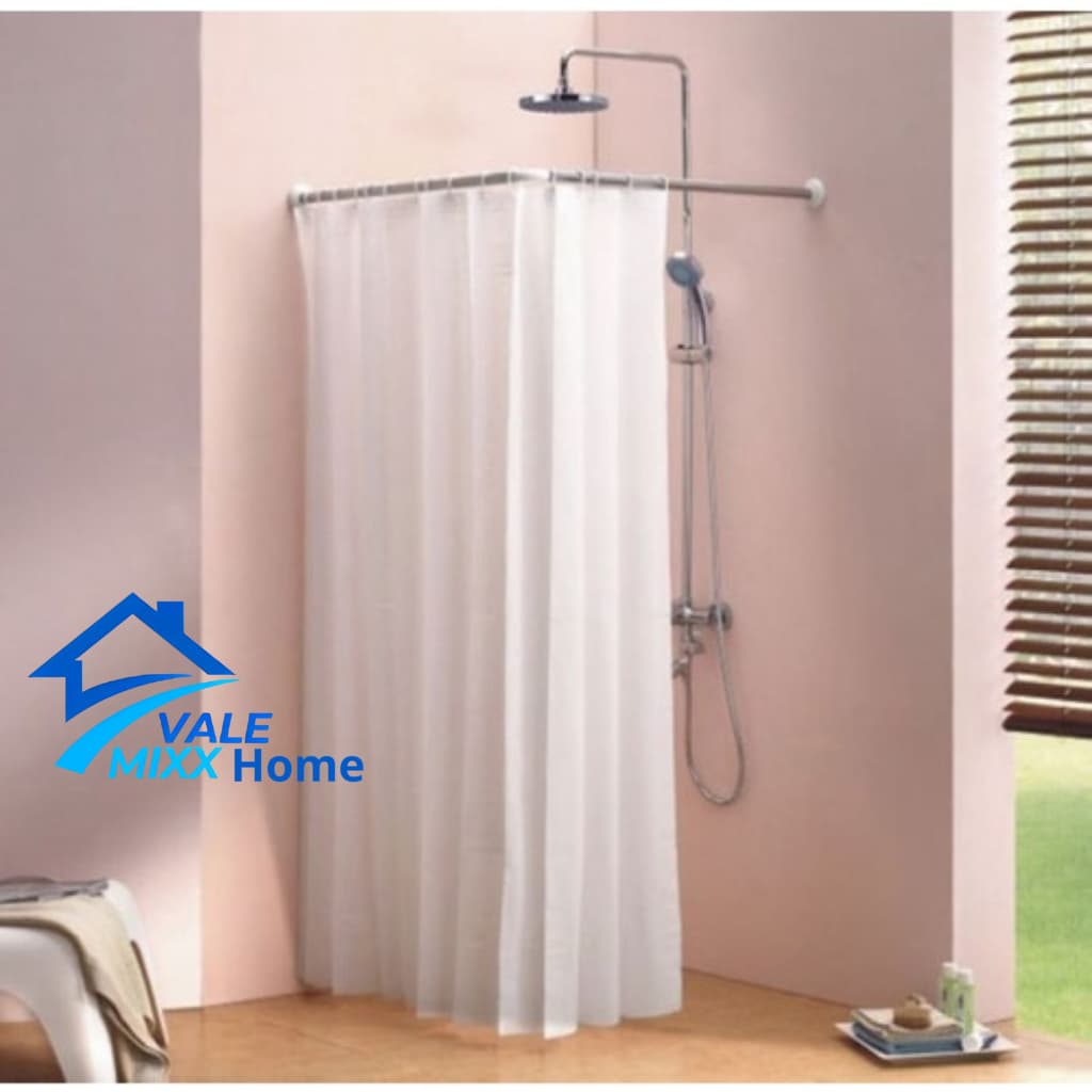 Varão Provador arco L 100x100 para Cortina Banheiro Box Tubo Curvo De Aço Em L - 1 Metro