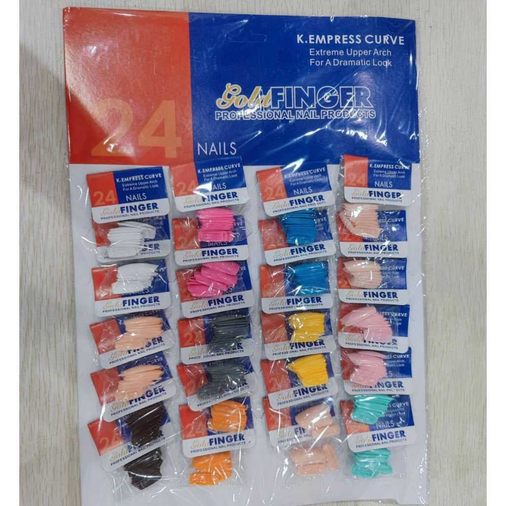 Cartela Grande de Unhas Postiças Tips Quadrada Transparentes/Bege – Cartela com 24 Pacotes