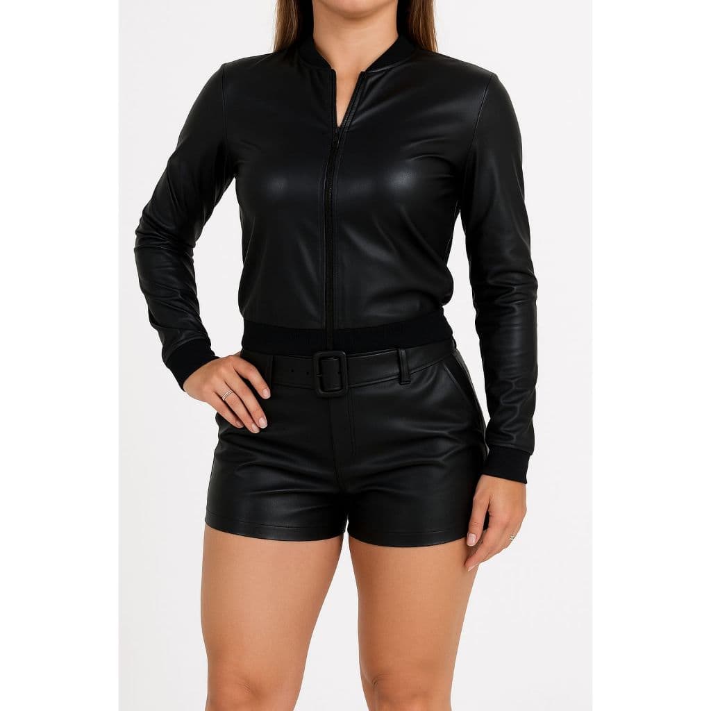 Conjunto 2 Peças Jaqueta + Short Couro Curto Lançamento Com Preço Imperdível