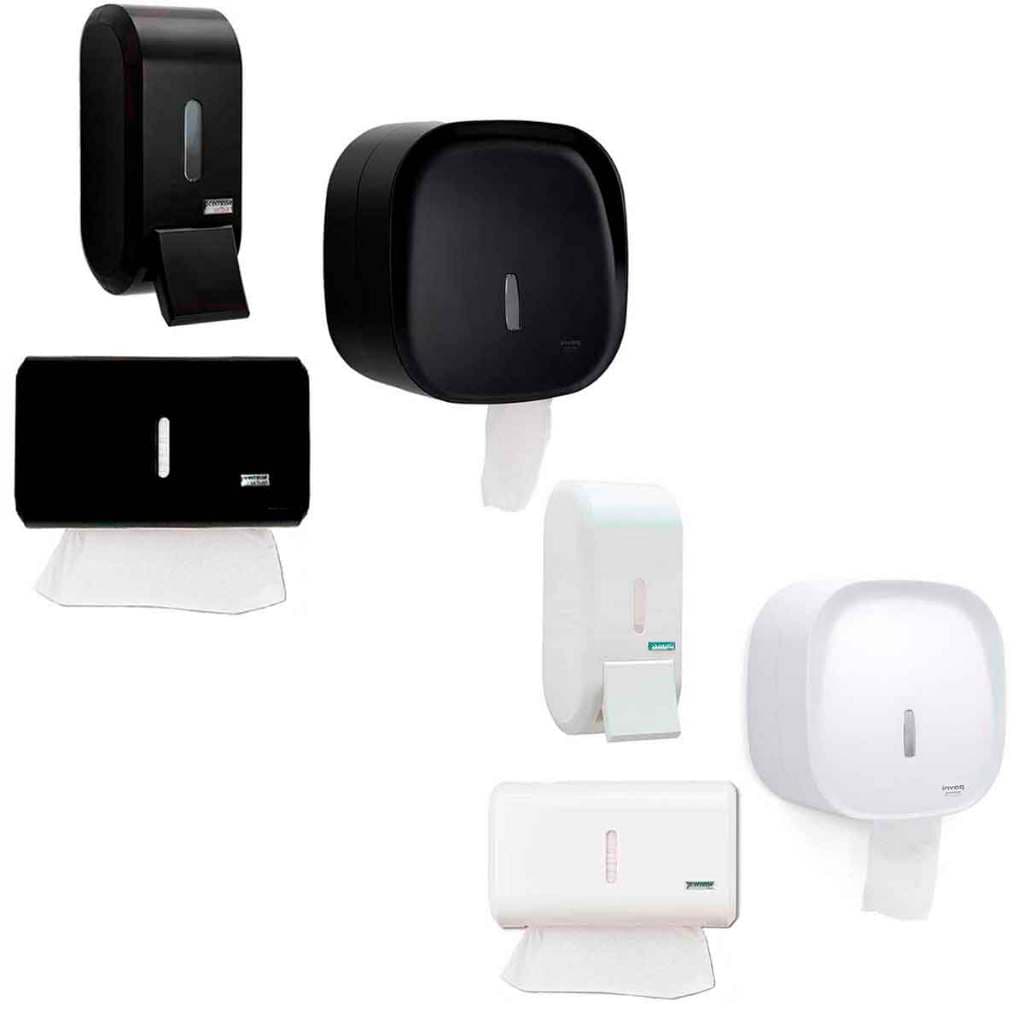 Kit saboneteira porta sabonete líquido álcool gel sabão+ suporte papel higiênico rolao + toaheiro dispenser papel toalha