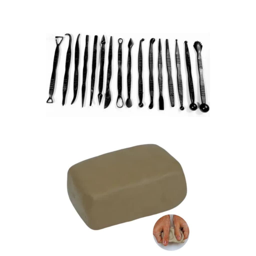Argila natural 1Kg + kit estecas 16peças (32 funções) Envio Imediato