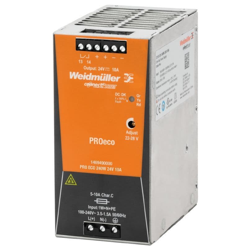Fonte Chaveada Weidmüller 24V CC, 10A, 240W – Linha PRO ECO
