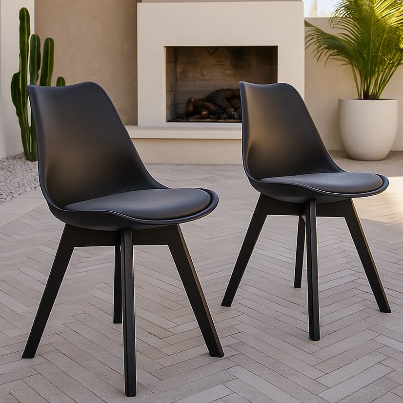 Kit 2 Cadeiras Synk Suprym Cor Preto Para Cozinha Sala Lazer Estofadas Couro Pu