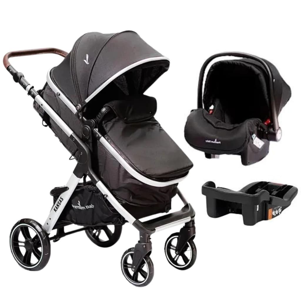 Carrinho Travel System kansas Silver/Black - Premium Baby