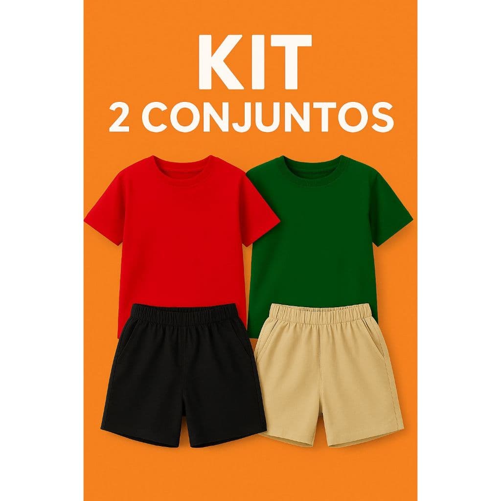 Kit 2 Conjunto infantil menino short e camiseta Premium 2 ao 12 masculino Promoção