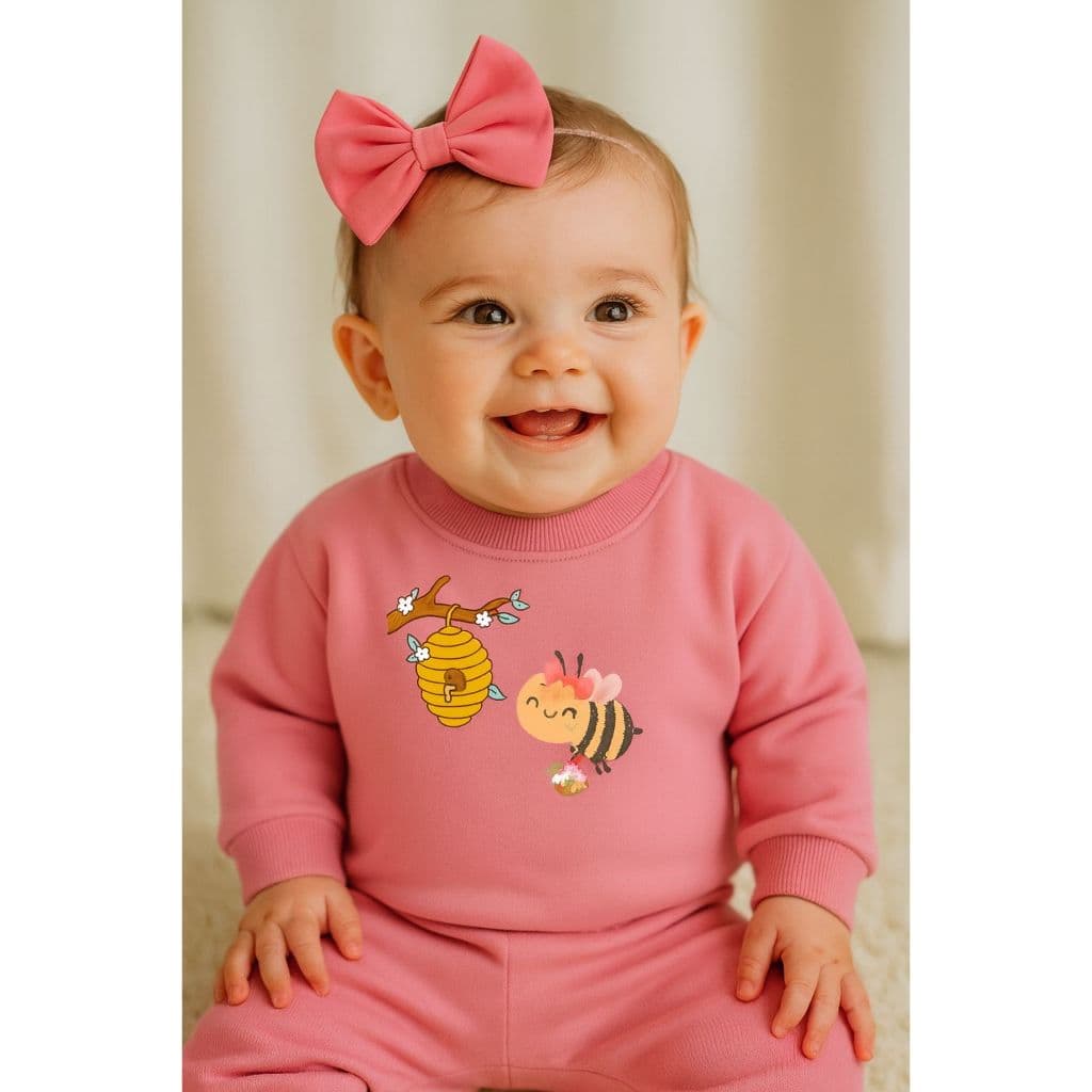 Conjunto de Moletom Quentinho para Menina bebê 100% algodão
