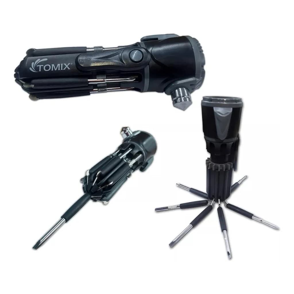 Jogo chave Kit 8 em 1 Fenda Philips de Precisão Com Lanterna - Tomix