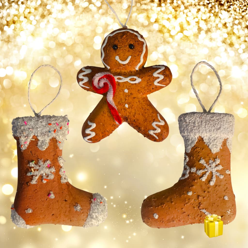 Kit 3 enfeites de natal pendente biscoito bota do papai noel