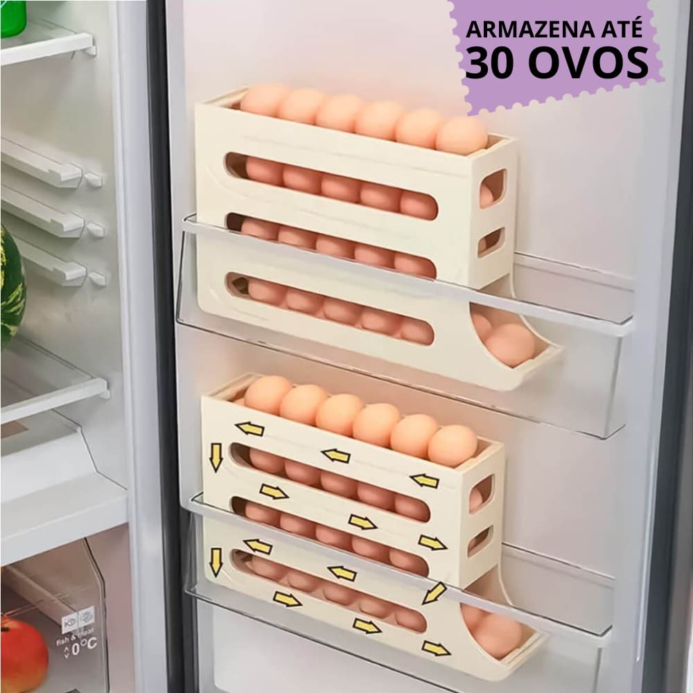 Porta Ovos 4 Andares Organizador de Geladeira Armazena Até 30 Ovos
