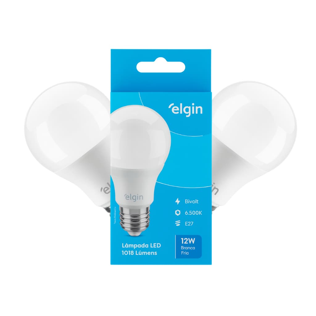 Lâmpada LED Bulbo 12W Branca Fria E27 6500K 1018lm Bivolt Elgin