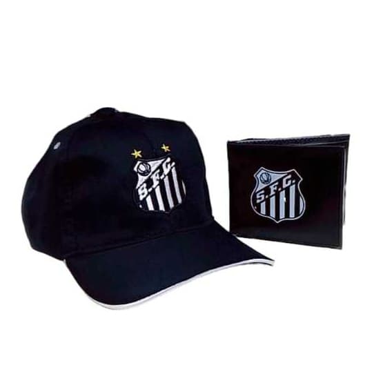 KIT BONÉ MAIS CARTEIRA MASCULINO DO SANTOS ( PRETO )