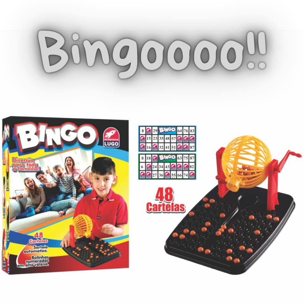 Bingo com 48 Cartelas Globo Giratório 90 Bolinhas Numeradas Jogo de Mesa Brinquedo