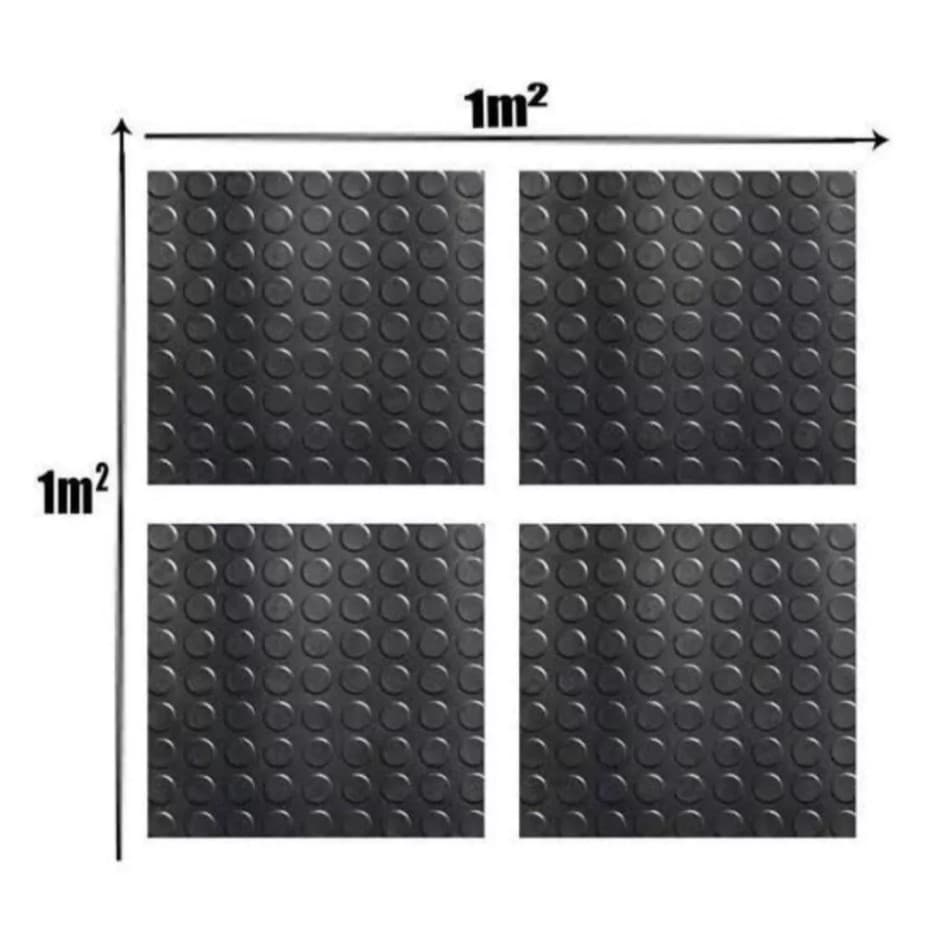 Kit 10 Tapete Piso Moeda Pastilhado Preto 50x50cm