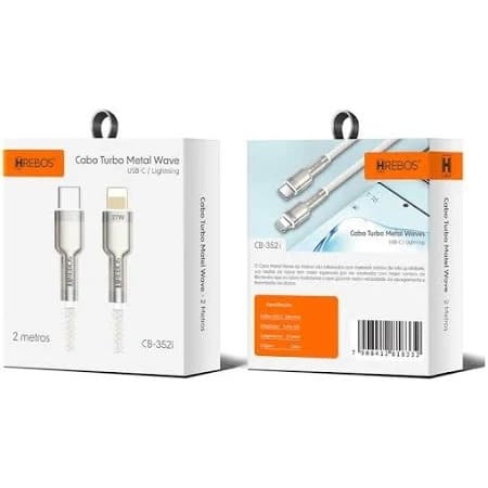 Cabo Tipo-C para iPhone 27W | Turbo Carga Rápida | 2 Metros | Ferro Revestido Super Resistente | Alta Durabilidade
