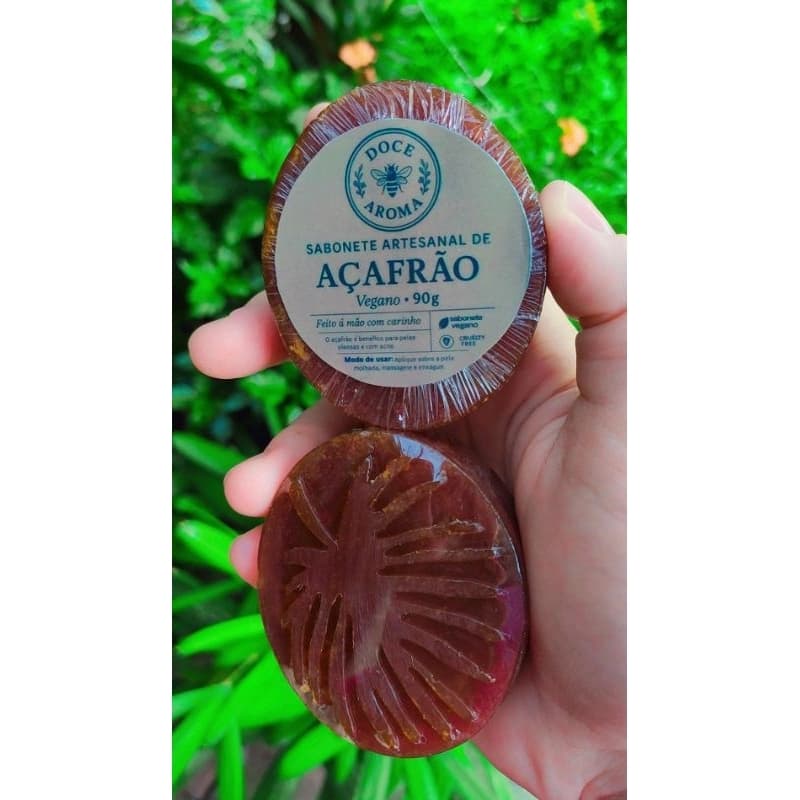 ✨ Sabonete Artesanal de Açafrão 100% Vegano - 90g