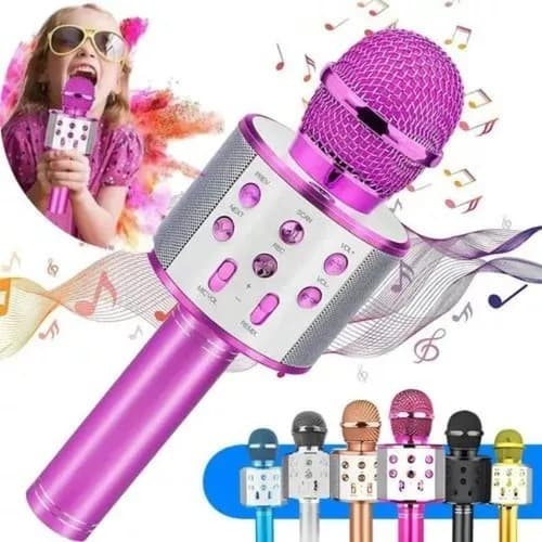 Microfone De Karaokê Bluetooth Sem Fio -  Efeito Voz Infantil Brinquedo Gravação Som Alto-Falante