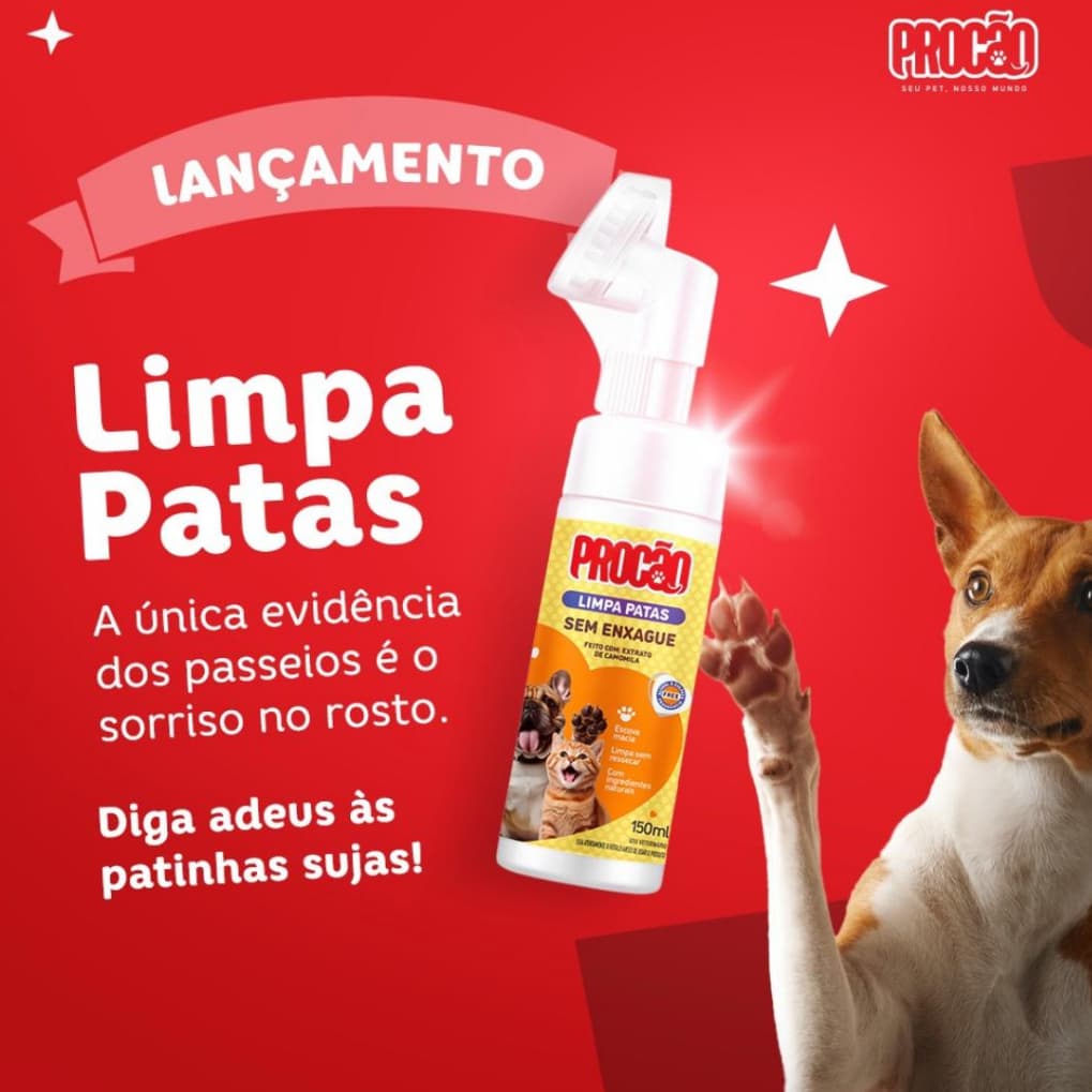 Limpa Patas Limpador de Patinhas para Cachorro e Gato PROCÃO - Spray 150 ml