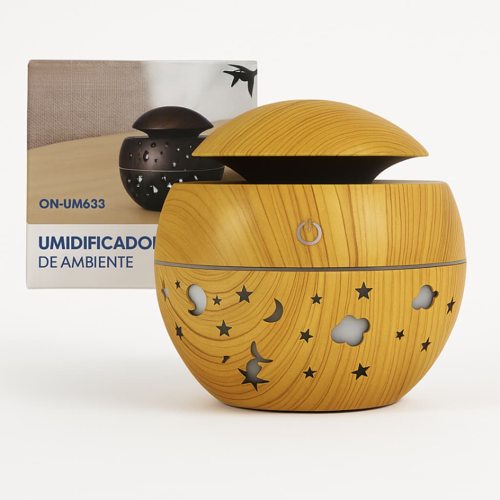 Umidificador Aromatizador Ar Ultrassônico 200ml Difusor Óleo Essencial LED Colorido