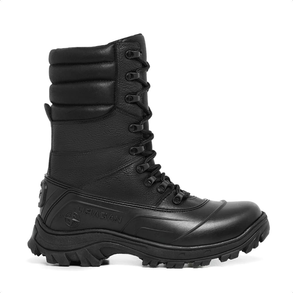 Bota Militar Coturno Masculino Couro Legítimo Impermeável Resistente Cano Alto Tático Trabalho