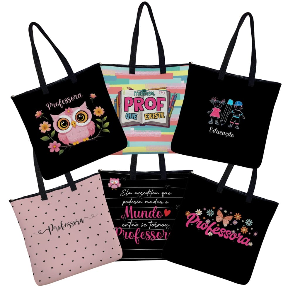 Bolsa Tiracolo em Neoprene Alça de Ombro Professora Corações