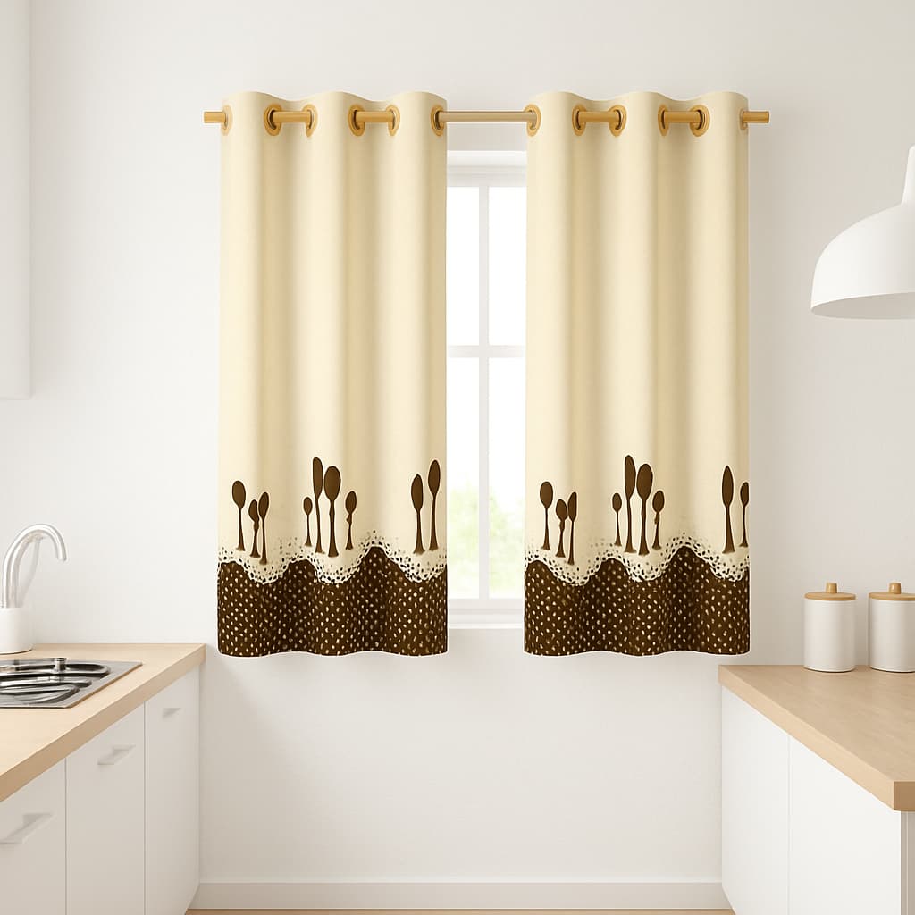 Kit Cortina Janela de Cozinha Copa Lavanderia + Toalha de mesa Tecido Linhão Estampada