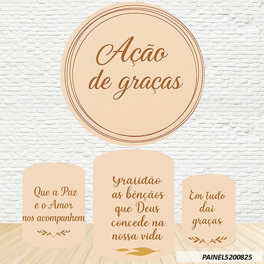 Kit de Capas Painel Redondo Sublimado Ação de Graças 1,50M + Trio Capas de Cilindro C/Elástico