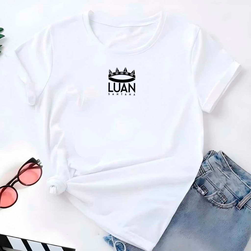 Camisa T-shirt Camiseta Algodão Casual Confortável Feminina Roupa Blusa Luan Santana Coroa Sertanejo Musica Fã