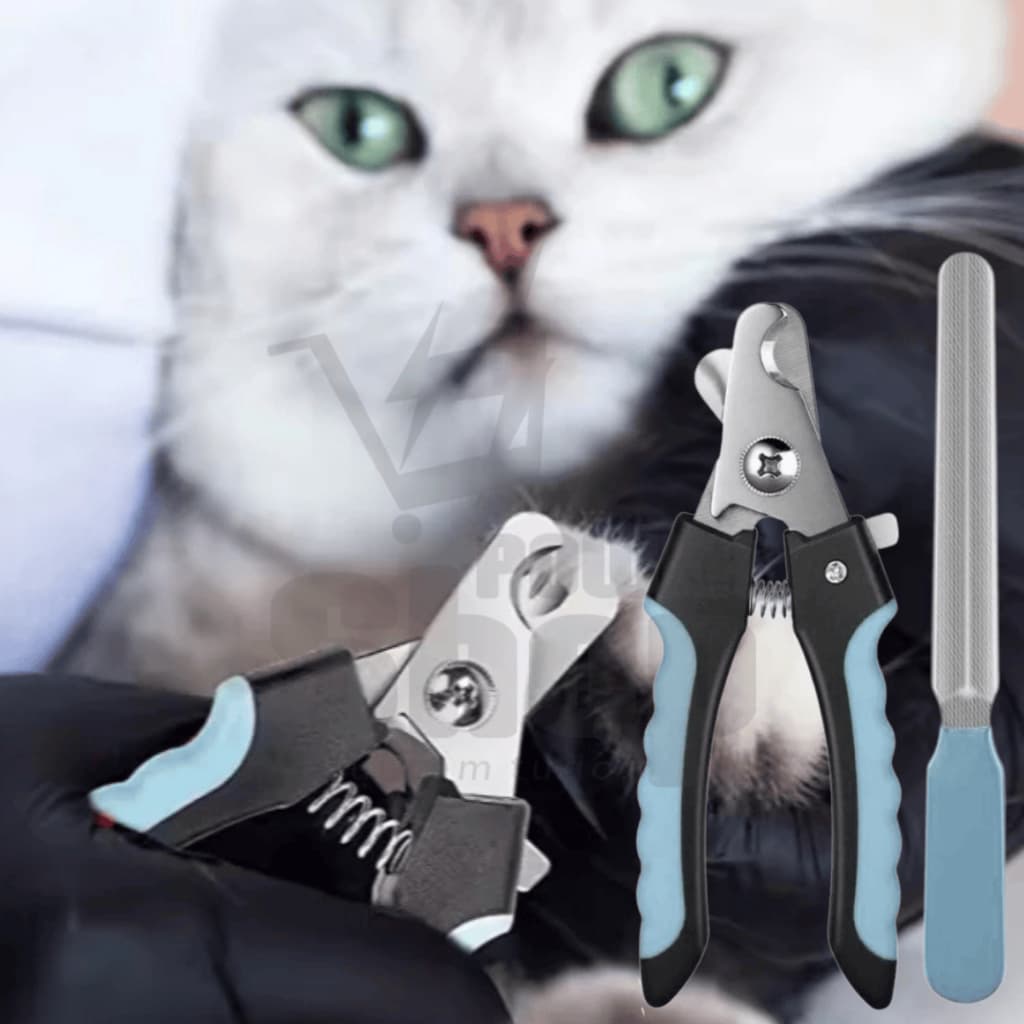 Kit Alicate Pet Tesoura Corte De Unhas Caes Gatos + Lixa Pet Porte Médio Para Animais Domésticos