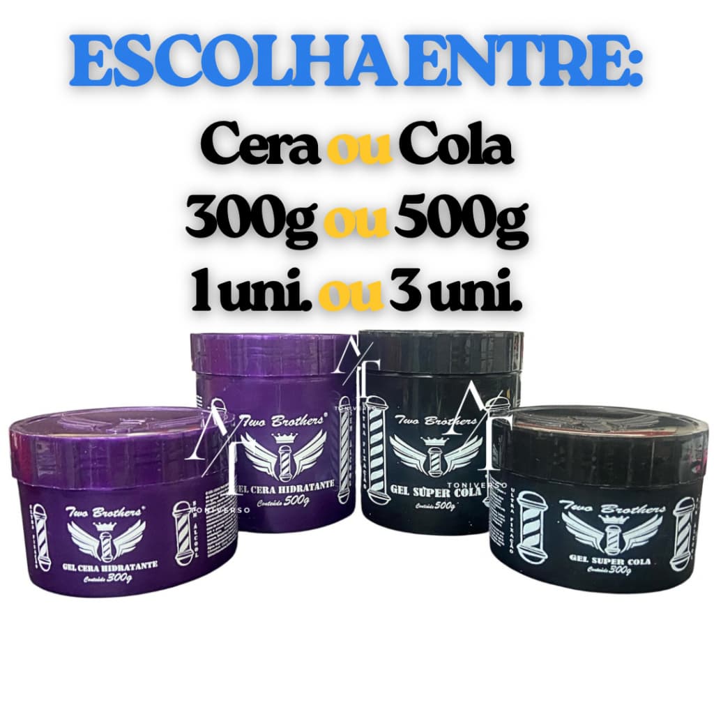 Gel Two Brothers Cera ou Cola Fixação Hidratante para Cabelo Modelador