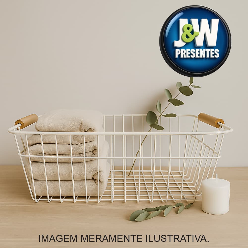 Cesto De Metal Organizador Decorativo Fruteira Resistente Aramado Fruteira Com Alça Madeira Cozinha