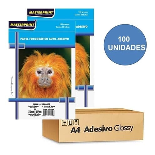 Papel Fotográfico Adesivo 130G Glossy 100 Folhas MASTERPRINT A4 (PAPEL ADESIVO)