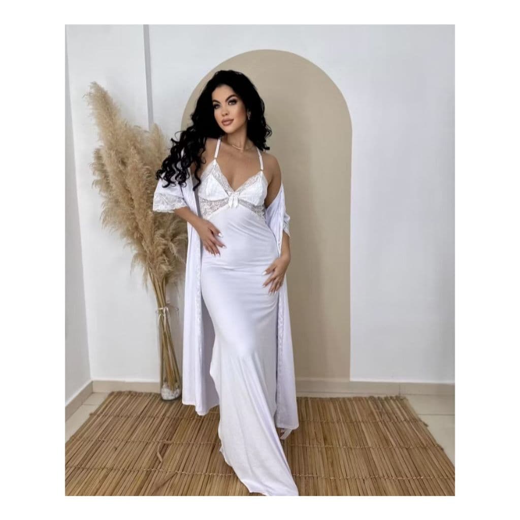 Camisola Longa Feminina em Renda Microfibra Luxo