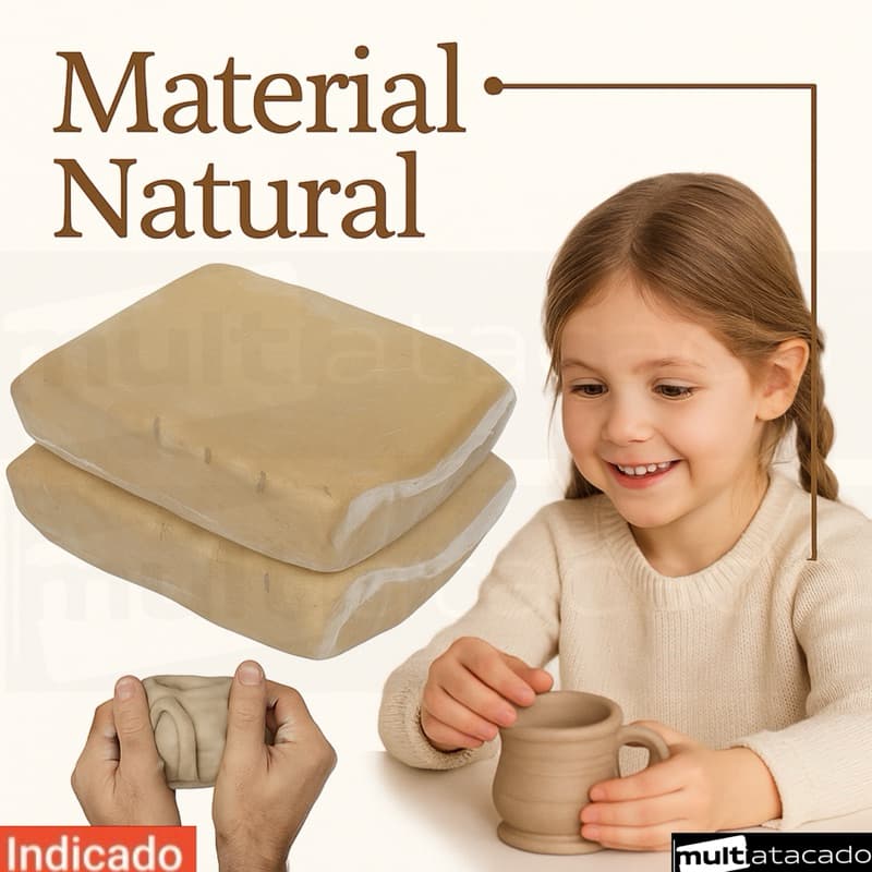 maté 4 Argila Escolar Natural  Para Artesanato E Modelagem Argila Natural P/ - Para Artesanato Em Geral Moldar