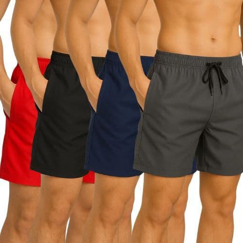 Bermuda Masculina Tactel Kit 4 Lisas Esportivas Secagem Rápida