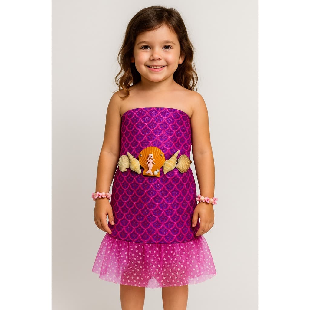 Fantasia Vestido Sereia Infantil Carnaval Halloween Com Acessórios
