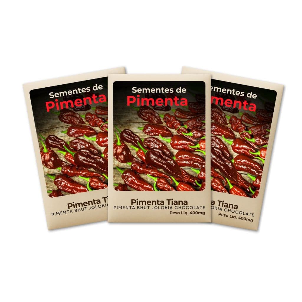 Semente Pimenta Bhut Tiana alta germinação, 100% pura, ideal para horta caseira -Leve 3 Pacotes