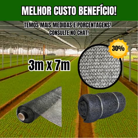 Tela Sombrite Preta (30% de Proteção) - 3x7 Metros.