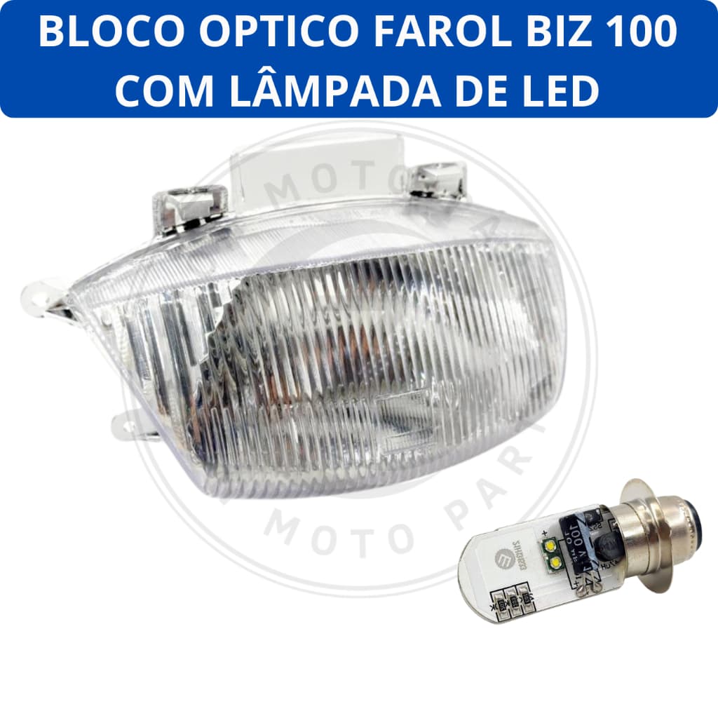 Bloco Optico Farol Honda Biz 100 1998 1999 2000 2001 2002 2003 2004 2005
