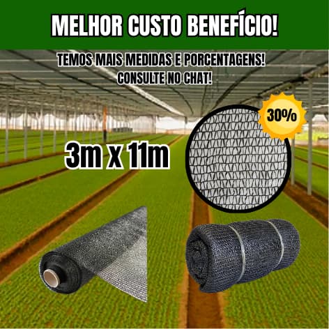 Tela Sombrite Preta (30% de Proteção) - 3X11 Metros.
